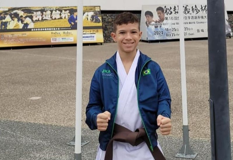 Atleta de 11 anos do programa Olimpus representa o Brasil em Mundial de Karat no Japo