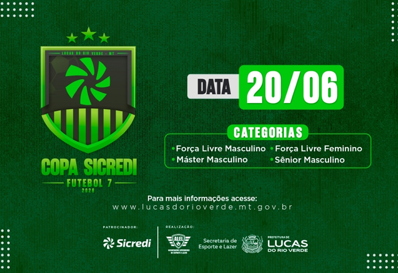 Estão abertas as inscrições para a Copa Sicredi de Futebol 7