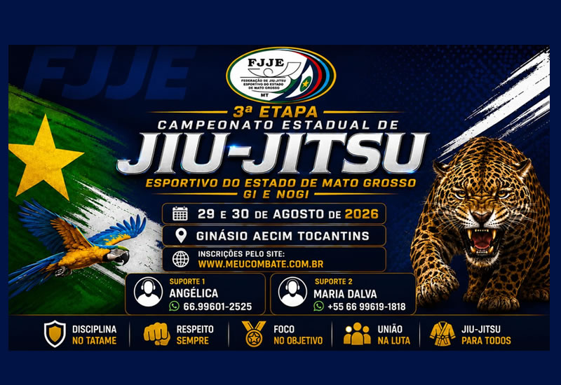 Cuiabá recebe 3ª etapa do Campeonato Estadual de Jiu-Jítsu nos dias 29 e 30 de agosto