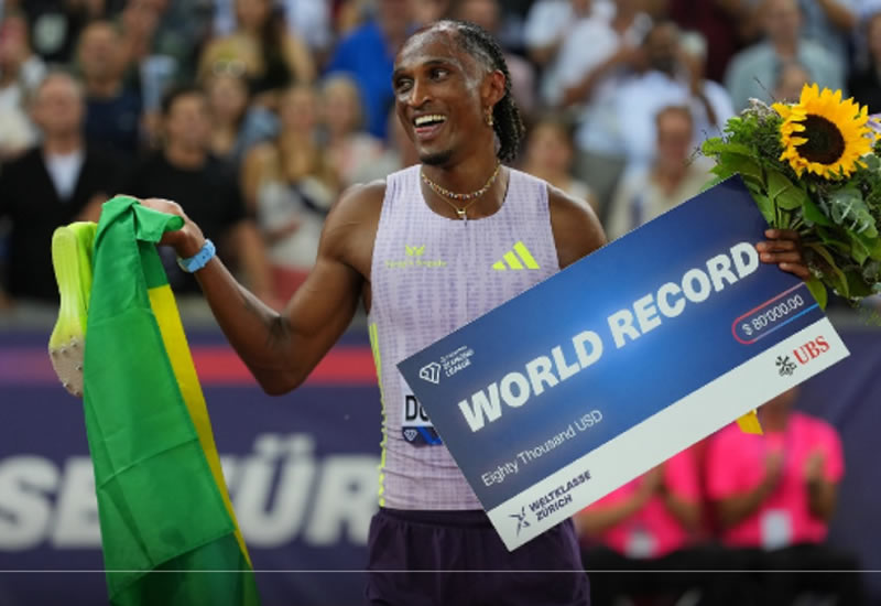 Alison dos Santos bate recorde mundial dos 400m com barreiras em Zurique