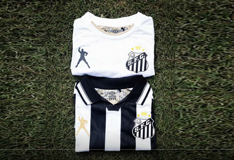 Santos lança camisas em homenagem a Pelé e anuncia parceria com Neymar pai